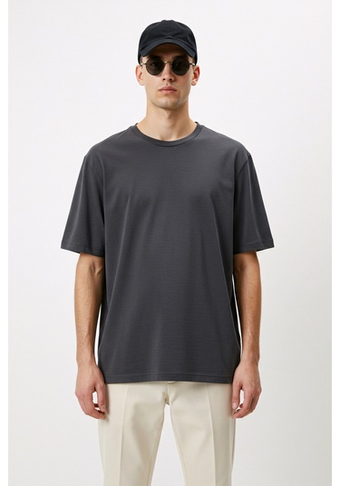 Erkek Oversize Basic Tişört Unisex %100 Pamuk Rahat Kalıp Gri