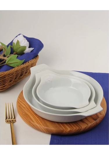 Porland Porselen Beyaz Sahan Set 21cm - 17cm - 14cm Çok Renkli