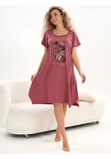 Varyaınspires Ev İçin Kadın Tunikü, Kadın Elbisesi, Pamuklu Ev Elbisesi 146878412 Bordo