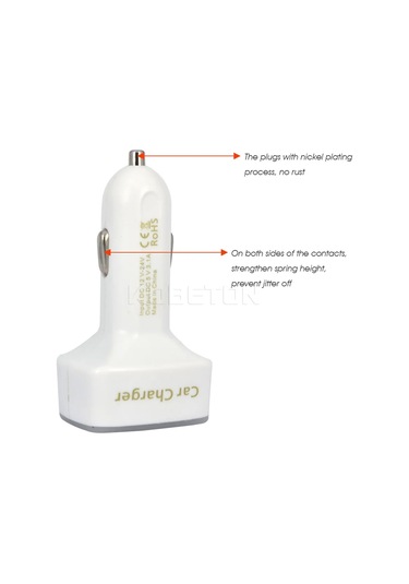 Kebidu Çok İşlevli Dc 12-24v Usb Araç Şarj Cihazı Çift Bağlantı Noktalı 3.1a Black Red Light