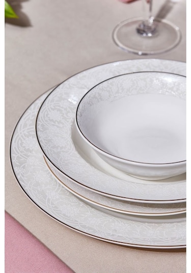 Karaca  Elegance Bone Nola 24 Parça 6 Kişilik Yemek Takımı