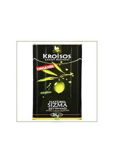 Kroisos Organik Naturel Sızma Zeytinyağı Teneke 3 L