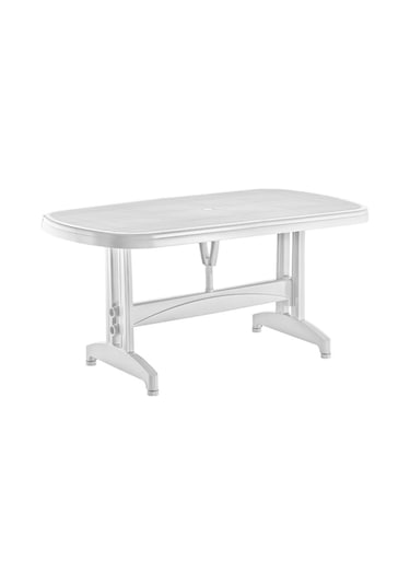 Omnipazar Irk-hm100 Oval Köşe Plastik Dikdörtgen Masa 90x150 Cm Beyaz