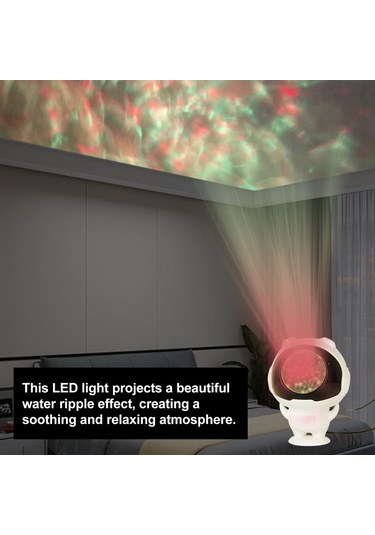 Springsun Usb Led Su Dalga Projeksiyon Lambası - Yatak Odası Çocuk Odası İçin Romantik İç Ortam Aydınlatması, Gece Lambası Diğer