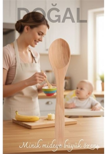 Doğal Gürgen Bebek Mama Ve Hazırlık Kaşığı 13 Cm, Mini Boy, Şık Ve Pratik Diğer