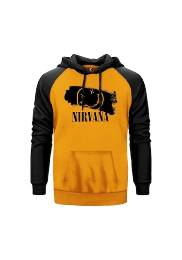 Nirvana Splash Sarı Reglan Kol Unisex Sweatshirt Hoodie Sarı