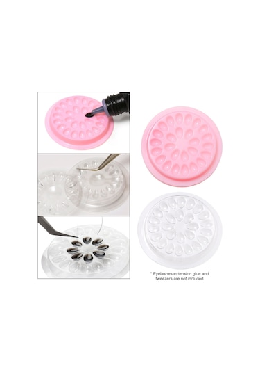 Vkemall 100 Adet 4.6cm Çaplı, Şeffaf Pvc Yapımı, Taşsız Gül Desenli, Yenilebilir Kirpik Takma Glue Tutucu Tabakları - Pembe