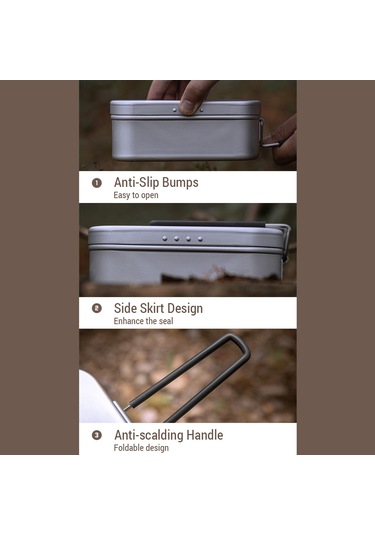 Kamp Öğle Yemeği Kutusu Katlanır Kolu Alüminyum Kamp Y25197w-l L Beyaz