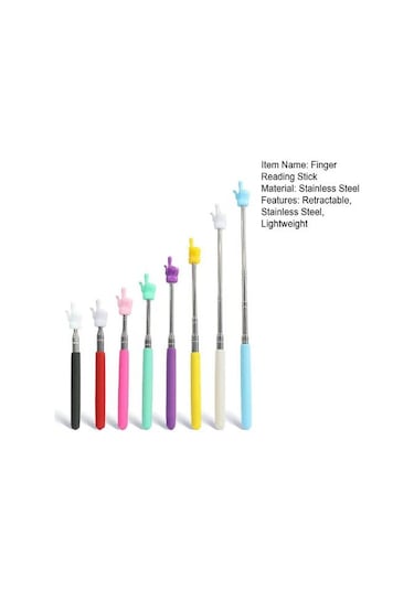 Parmak Okuma Çubuğu Geri Çekilebilir Paslanmaz Çelik Hafif Taşınabilir Öğretim Çubuğu Beyaz Tahta İşaretçi El Sunumu Teleskopik Çubuk