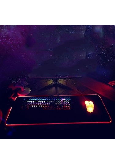 Ebitda 350x900x4mm Kauçuk Rgb Işıklı Yıldızlı Mouse Pad F-01 Kumaş Altı, Kaymaz, Termal Transfer, Yarı Parlak-yapışkan Doku Geniş Yıldızlı Gökyüzü