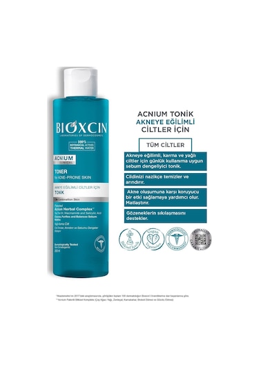 Bioxcin Acnium Yağlı ve Karma Cilt Salisilik Asit Tonik 200 Ml - Sebum Dengeleyici Niacinamide Glikolik Asit