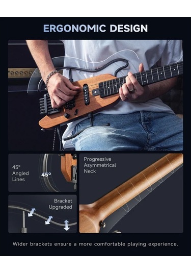 Donner Hush-x Headless Traveller Elektro Gitar Seti Natural