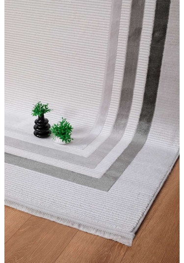 Voyage %100 Akrilik Yumuşak Dokulu Halı Kilim Salon Mutfak Koridor Yolluk Dokuma Makine Halısı Ac-411 Gri