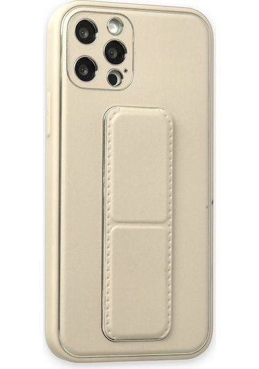 Newface Apple iPhone Uyumlu 12 Pro Kılıf Coco Deri Standlı Kapak Glblseme - 1 - Beyaz