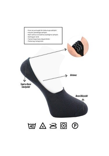 Bambu Erkek Babet Füme Çorap Dikişsiz Görünmez Kaydırmaz Topuk Silikonlu 6'lı Paket Füme