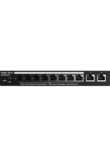 Rg-es210gc-lp 8 Port Poe+ 10-100-1000 + 2 Port 10-100-1000 Uplink Yönetilebilir Switch Hub-118581