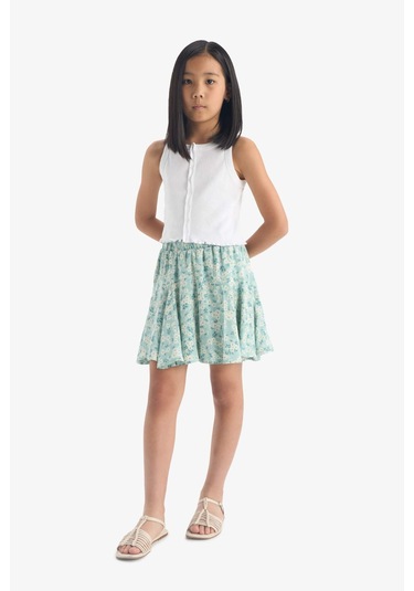 Defacto Kız Çocuk Desenli Esnek Belli Viskon Etek E3836a825smgn1106 Yeşil