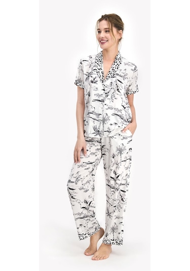Pierre Cardin Leopard Krem Kadın Gömlek Pijama 5274-26703