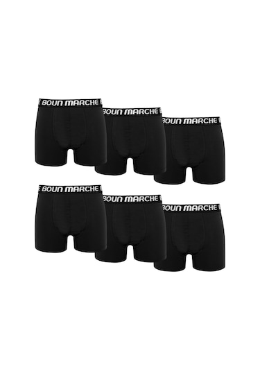 Boun Marche Erkek Boxer Likralı Premıum 6'lı Kutu Paul Siyah