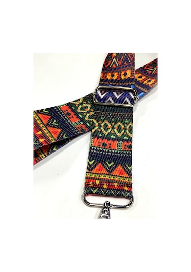 Karan Tuhafiye Otantik Desenli Çanta Sapı / Ayarlanabilir Palaska / Polyester Çanta Sapı Lacivert
