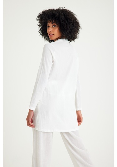 Barbora Günlük Rahat Baharlık Salaş Gömlek Yaka Elbise Bt405beyaz5 001