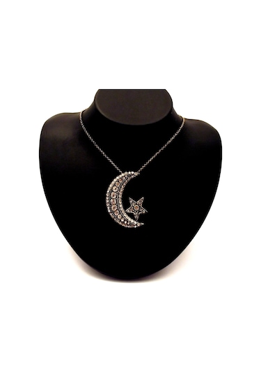 Ay Yıldız Elmas Montür Kolye Sevgiliye Sarı