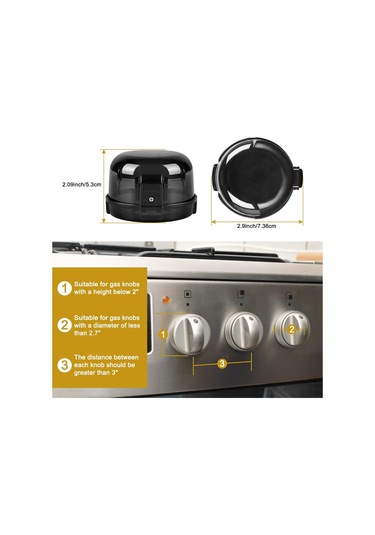 Hangfox Çocuk Ve Evcil Hayvan Güvenliği İçin 5'li Ocak Düğme Koruması, Evrensel Boyut, Isı Dayanıklı 248 F , Tek Elle Kullanıma Uygun, Sıcaklığa Dayanıklı Siyah Kapaklar Çok Renkli