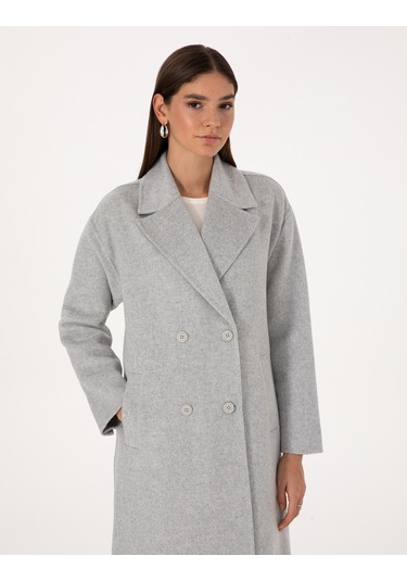 Pierre Cardin Kadın Açık Gri Melanj Kaban 50308929-vr091 Açık Gri Melanj