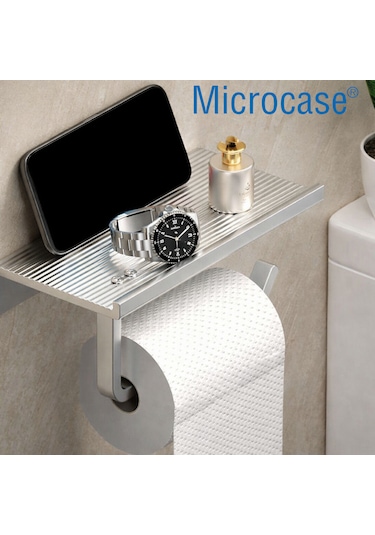 Microcase Duvara Monte Yapışkanlı Tuvalet Kağıdı Askılığı Ve Telefon Tutucu Al5707 Gümüş