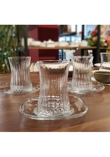 Alfafe Home 6 Kişilik 12 Parça Elysia Çay Seti Takımı Şeffaf