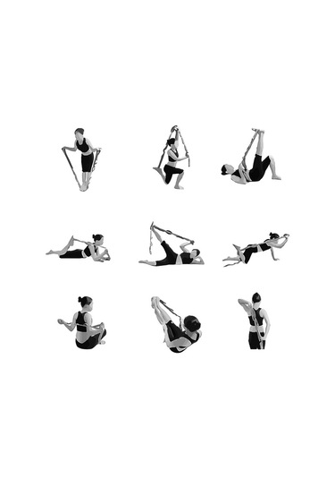 Rebuwo Sekiz Kademeli Pilates Bandı Direnç Bandı Yoga Lastiği Esneme Kayışı Siyah Siyah