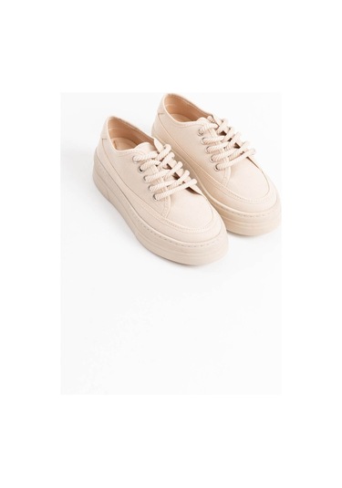Glown Kadın Bej Keten Spor Ayakkabı Muhtelif