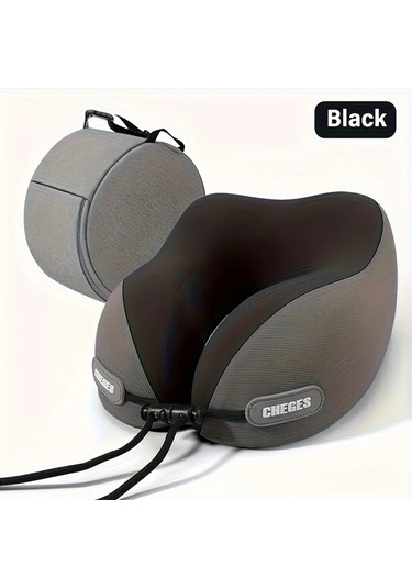 Honeybeeshop Siyah Araba Ucak Seyahat Ve Ofis Icin Ergonomik U Seklinde Boyun Yastigi Depolama Cantali Rahat Bas Destegi Travel Pillo