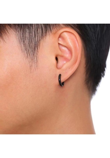 10 Mm Cerrahi Çelik Siyah Halka Küpe Siyah