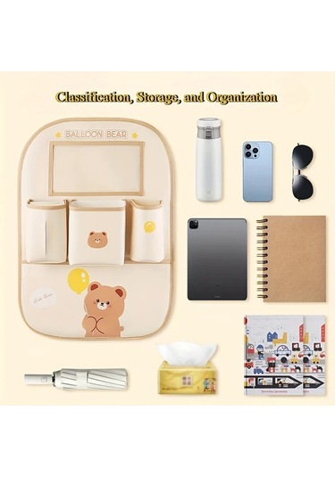 Dashanshop Balon Ayı Türevli Tablet Tutuculu Ve Sakluz Cepli Pu Deri Koltuk Koruyucu