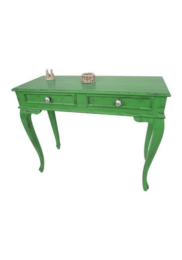 120 Cm Çekmeceli Yeşil Eskitme Dresuar & Makyaj Masası Yeşil
