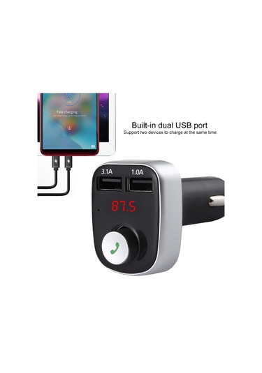 A20 Çift Usb Şarj Bluetooth Fm Verici Mp3 Çalar Araç Kiti, Eller Serbest Arama Ve Tf Kart Ve U Disk Siyah Desteği