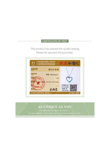 Bamoer 925 Ayar Gümüş Gökkuşağı Renkli Kalp Desen Aşk Göz Kamaştırıcı Zirkon Kolye Zincir Bağlantı Kadınlar Takı İçin