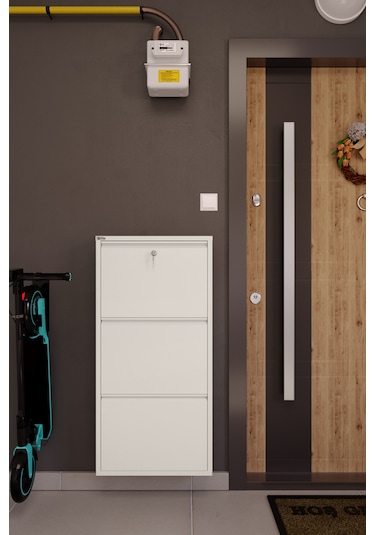 Ceha Kilitli Metal Ayakkabılık 3'lü Beyaz - K.AYK-3 /AB9010/KL