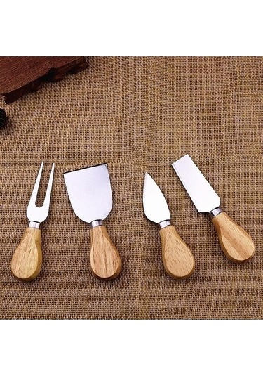 Createtech Bosphorusboutique Sones Seti - 4 Adet Çelik Ve Bambu Peynir Kesici Diğer