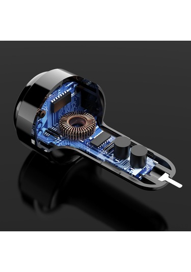 Springsun Oto Şarj Cihazı, 20w Pd+qc3.0 Hızlı Şarj, İki Usb Port, 12-24v, Abs+pc Malzeme, Siyah, Kare Desen