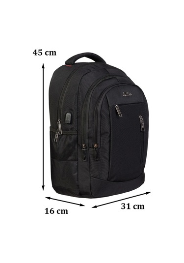 Siyah Sportif Darbe Emici Su Geçirmez 14-16 İnç Laptop Sırt Çantası Renkli Çok Renkli