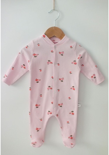 Bebe Wini Pembe Çiçekli 100 %pamuk Patikli Tulum Renkli