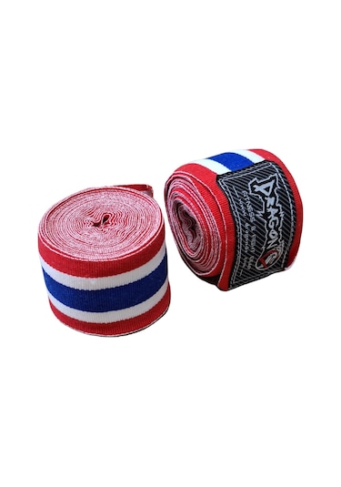 Dragondo 83818 Thailand Bayraklı 5 Metre Elastik Bandaj Boks Bandajı Muay Thai Bandajı Kick Boks Bandajı Çok Renkli