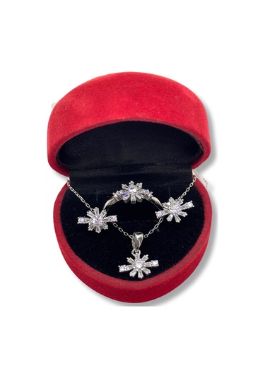 Oya Silver Işıltılı Kar Tanesi Gümüş Set&takım