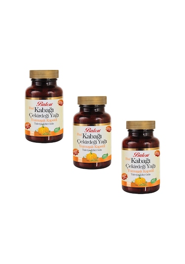 3 Adet - Balen Kabak (Bal Kabağı) Çekirdeği Yağı 100 X 1380 MG