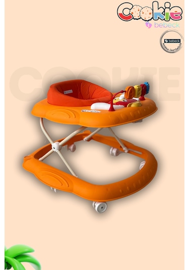 Cookie Ayarlanabilen Müzikli Yumuşak Pedli Lüks Yürüteç Turuncu