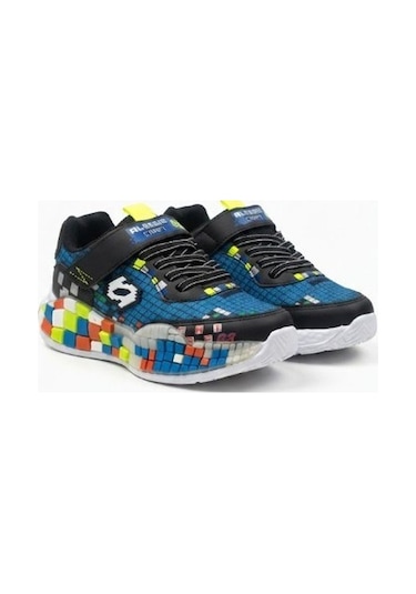 Nstil Günlük Unisex Çocuk Spor Ayakkabı Sneaker Cırtlı Rahat Hafif Konforlu Dayanıklı 02-03 Siyah - Saks