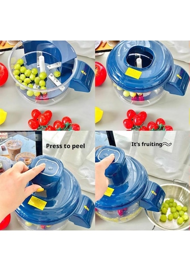 Vkemall 50w Motorlu Elektrikli Soğan Soyma Makinesi, 20 Saniyede Hızlı Meyve Sebze Soyma, Şarjlı 304 Paslanmaz Çelik, Ev Ve Ticari Kullanım Mavi