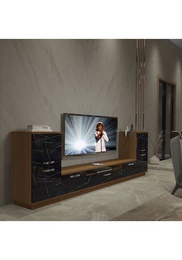 Decoraktiv Trendstyle On2 Mdf Tv Ünitesi Tv Sehpası Ceviz - Siyah Mermer